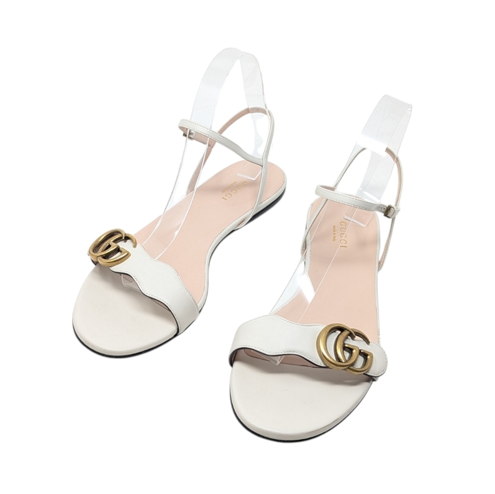 Gucci Marmont GG Double G Ivory White Flat Sandal Size EU 39 - Picture 5 of 12